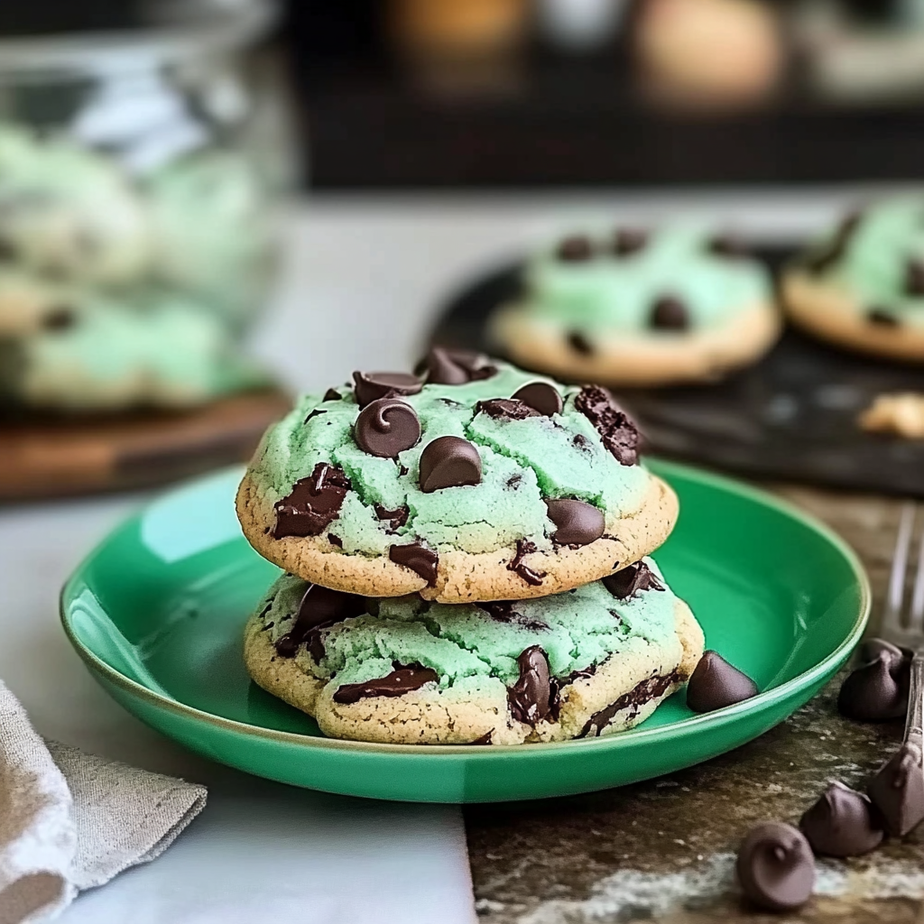 Recipe preparation for Mint Chocolate Chip Cookies
