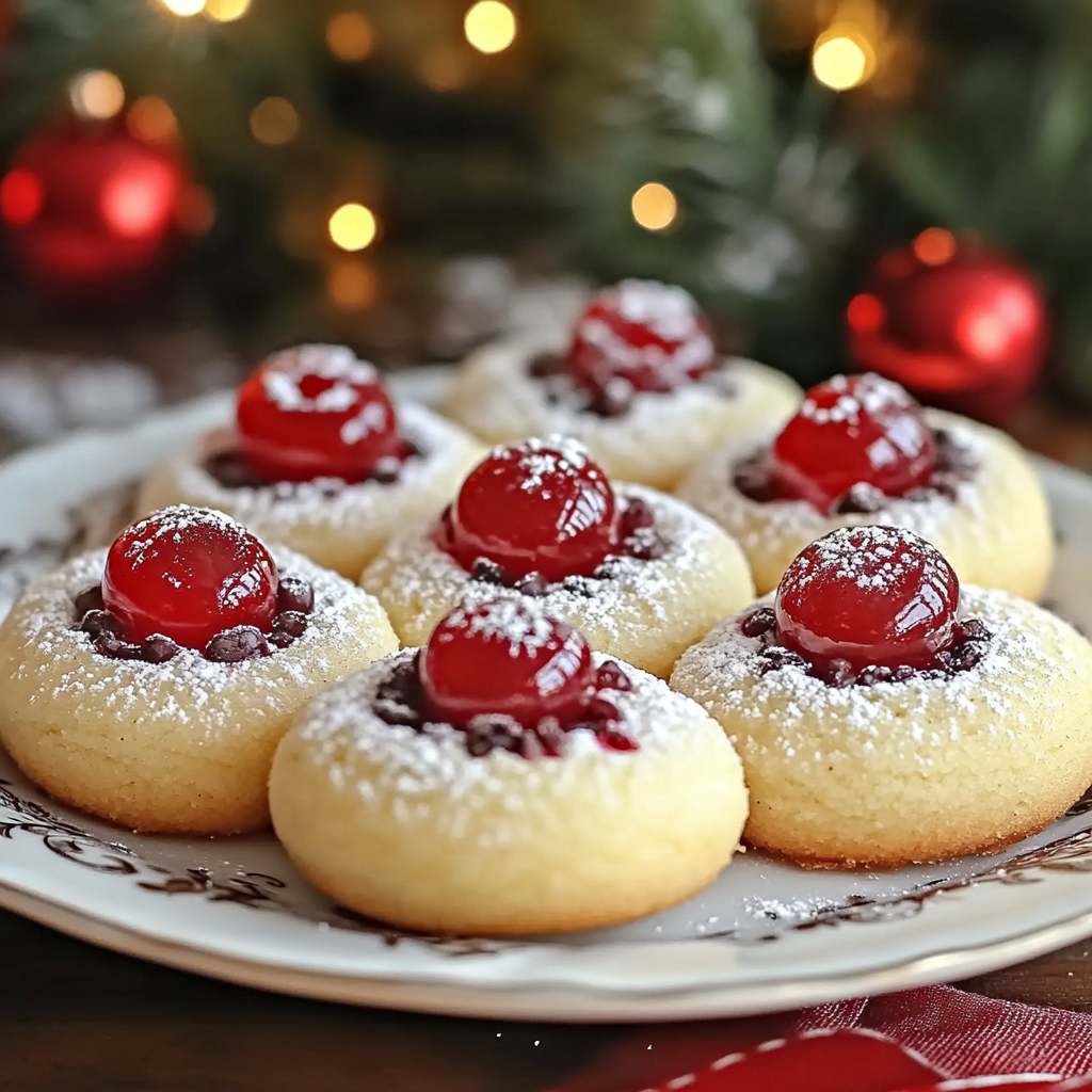 Recipe preparation for Christmas Maraschino Cherry Shortbread Cookies