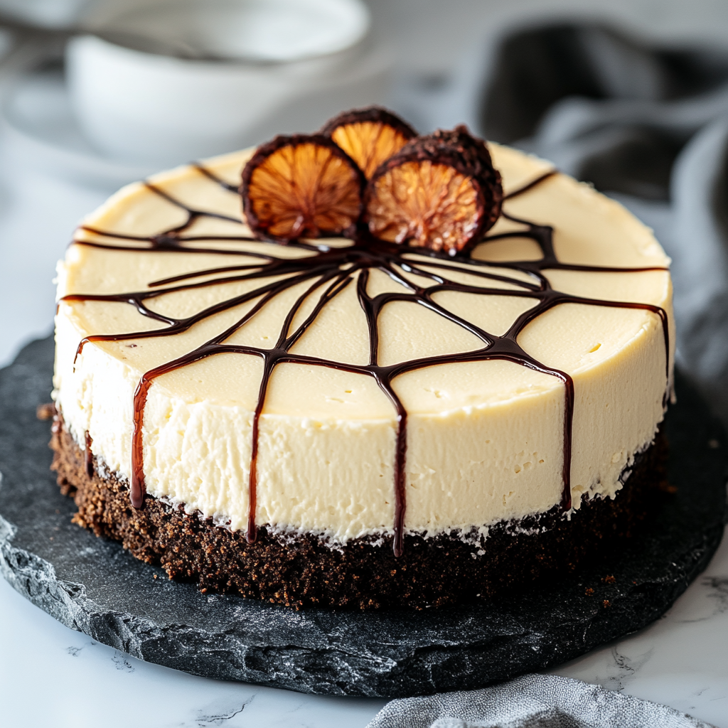 Recipe preparation for Spiderweb Cheesecake
