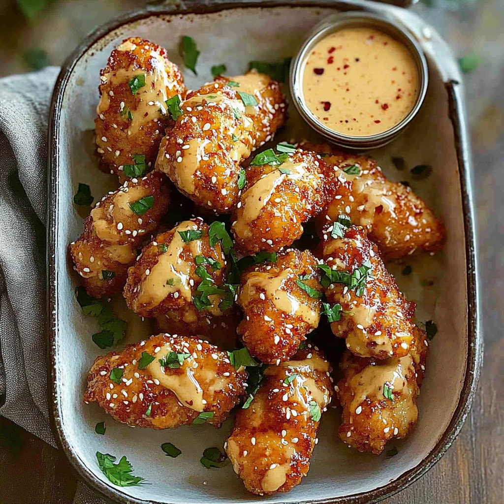 Recipe preparation for Crispy Bang Bang Chicken