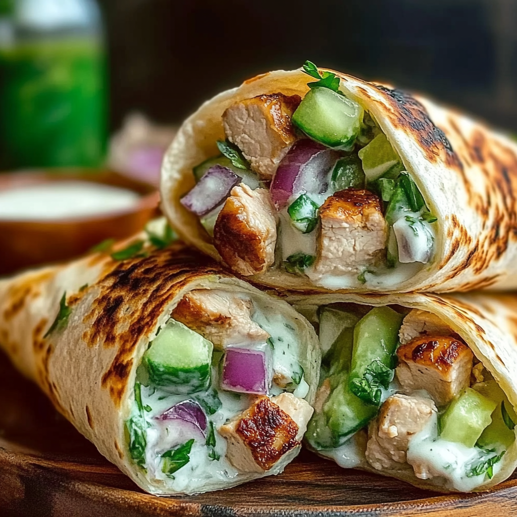Recipe preparation for Mediterranean Chicken Wraps Recipe