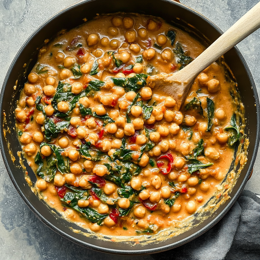 Recipe preparation for Marry Me Chickpeas