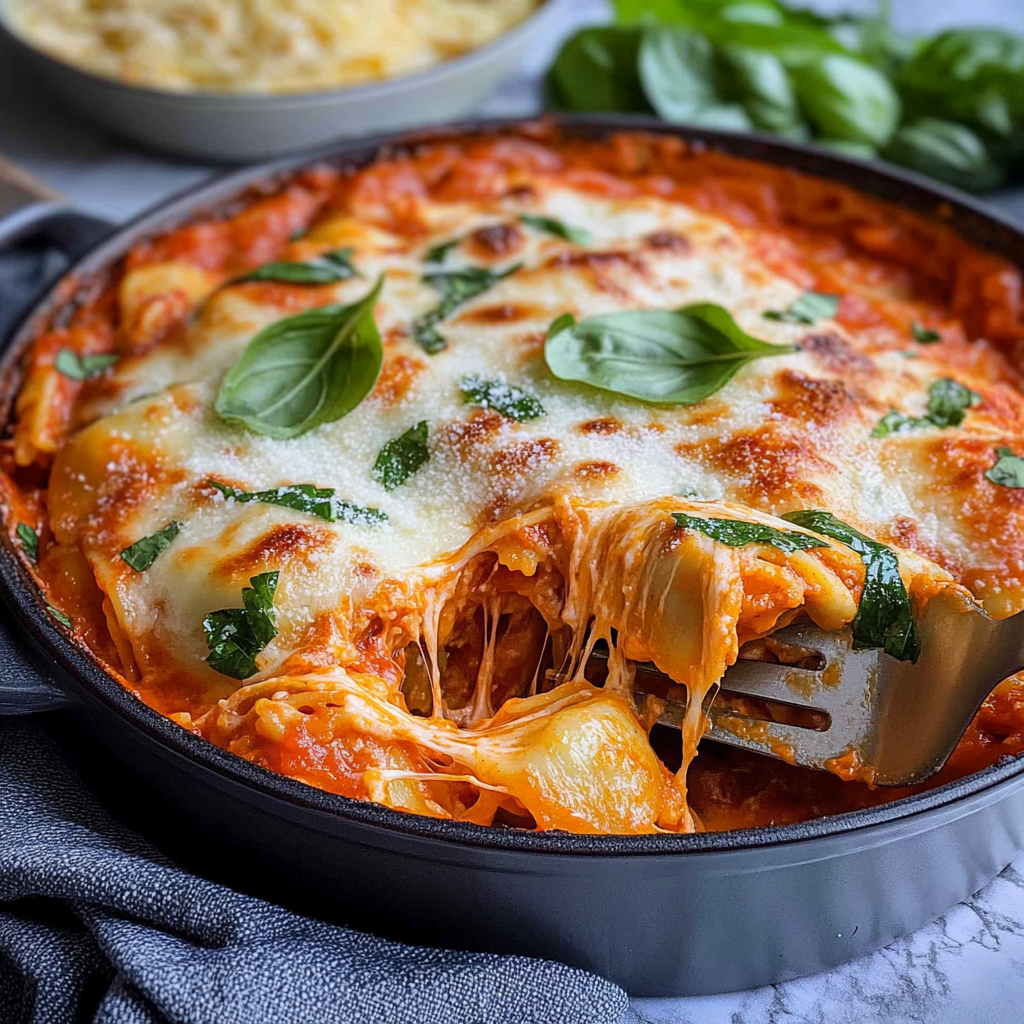 Recipe preparation for Baked Tortellini Casserole