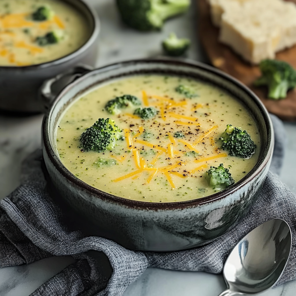 Recipe preparation for High-Protein Broccoli Cheddar Soup