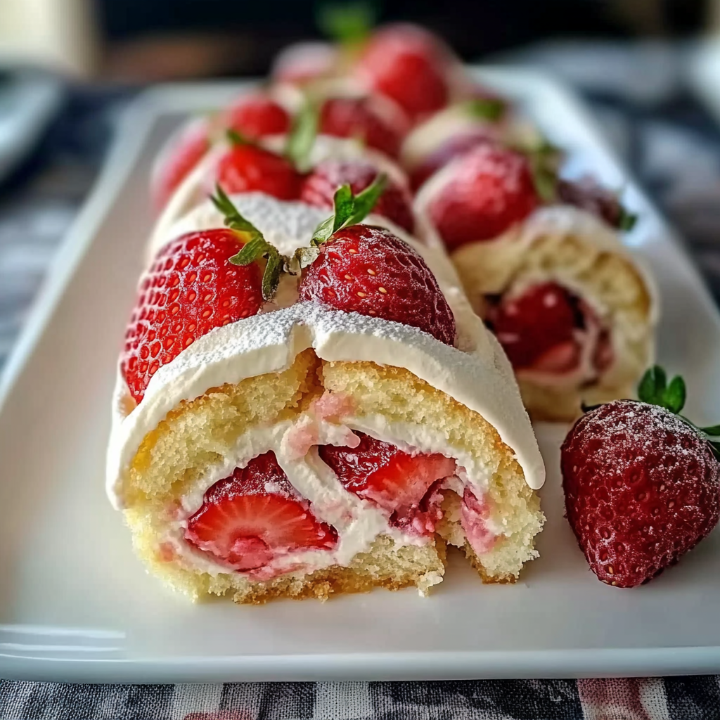 Recipe preparation for Strawberry Shortcake Cheesecake Rolls