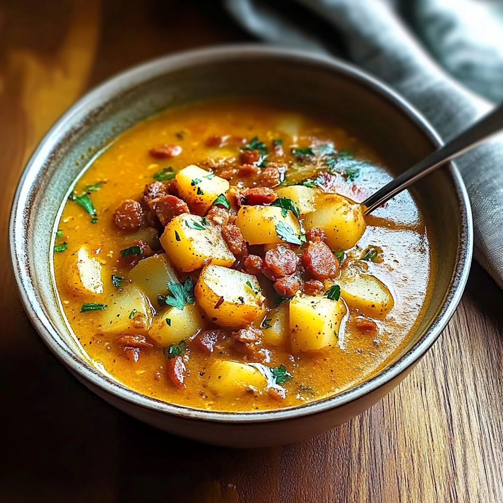 Recipe preparation for Spanish Potato Soup with Chorizo: A Bowl of Comfort