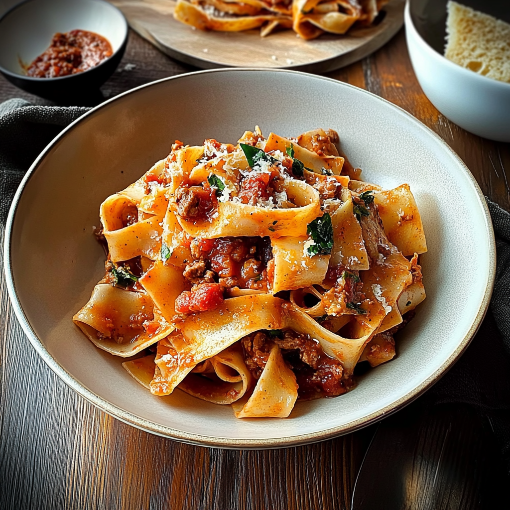 Recipe preparation for Creamy Chili Pappardelle