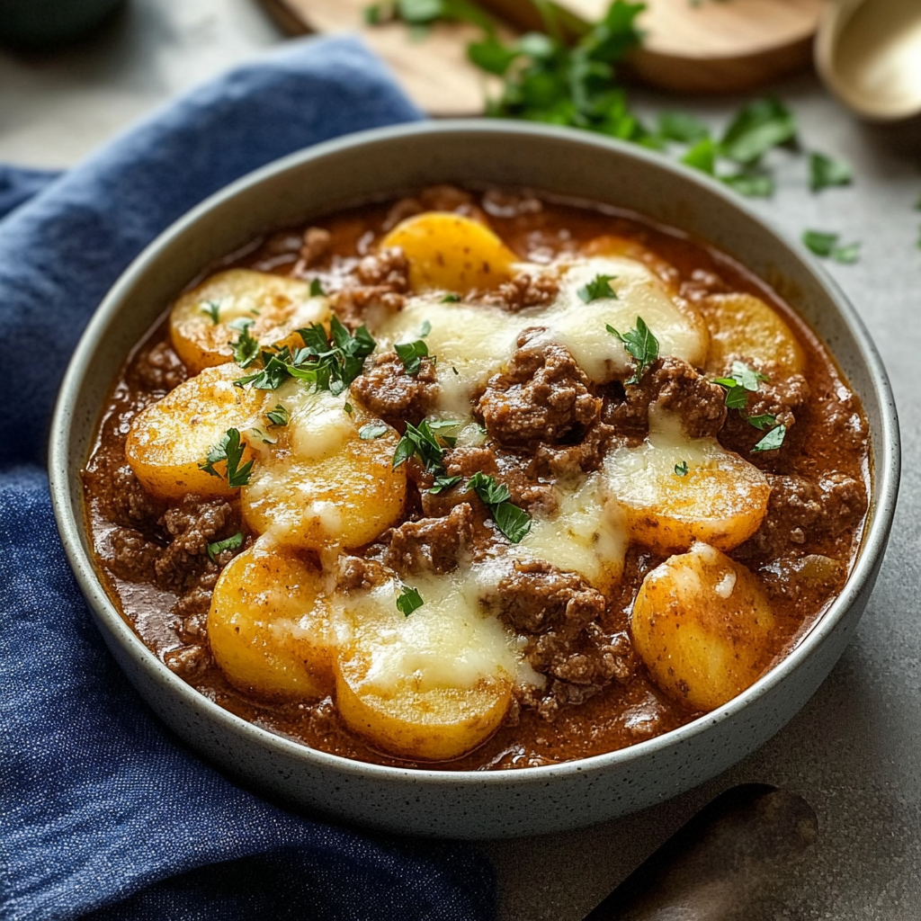 Recipe preparation for Slow Cooker Beef and Potato Casserole