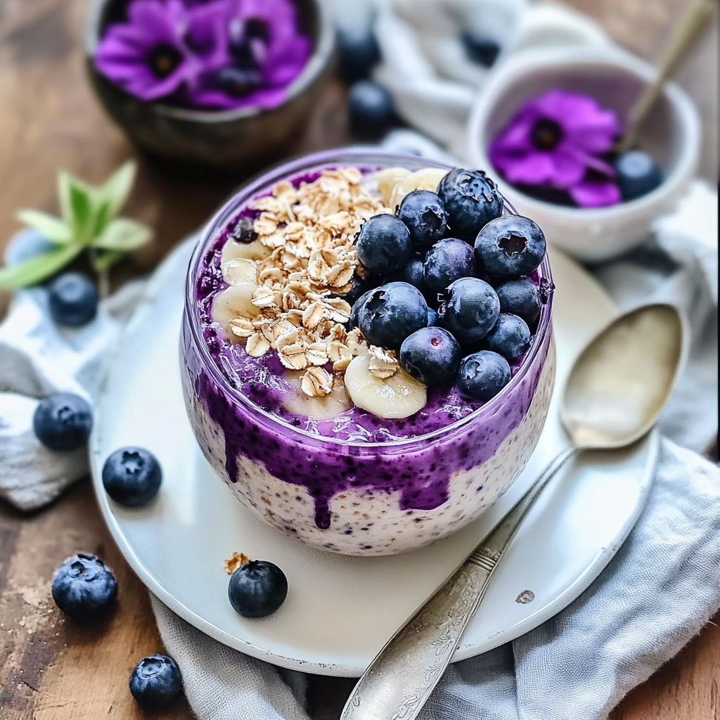 Recipe preparation for Blueberry Pie Overnight Oats