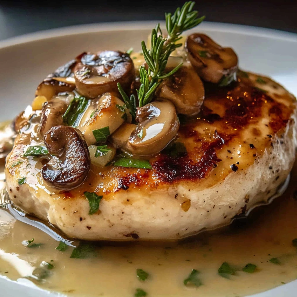 Recipe preparation for Creamy Mushroom Chicken Gloria