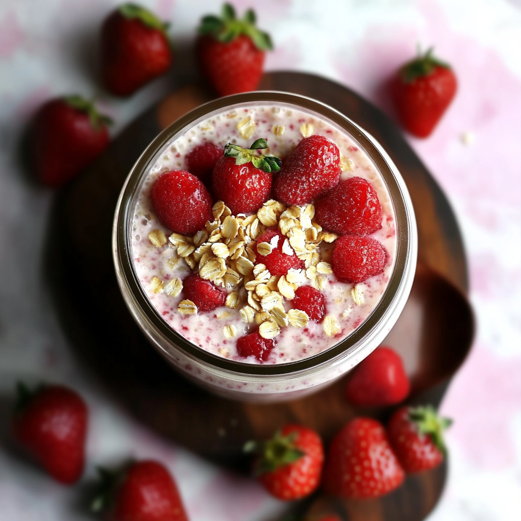 Recipe preparation for Strawberries and Cream Overnight Oats