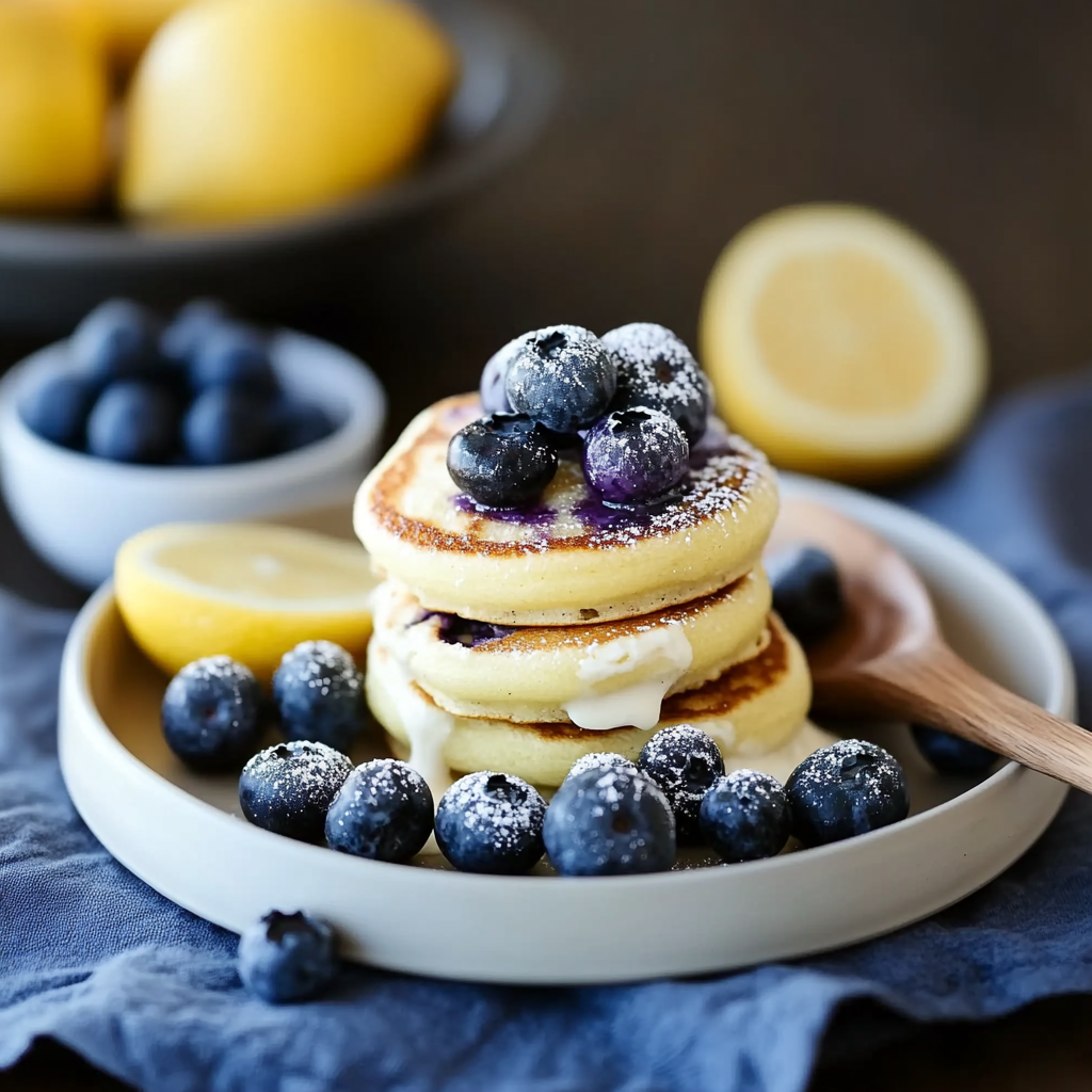 Recipe preparation for Lemon Blueberry Pancake Poppers with Cream Cheese Icing