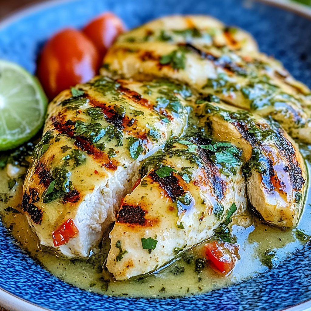 Recipe preparation for Grilled Salsa Verde Pepper Jack Chicken