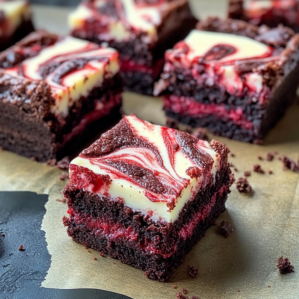Recipe preparation for Red Velvet Cheesecake Brownies