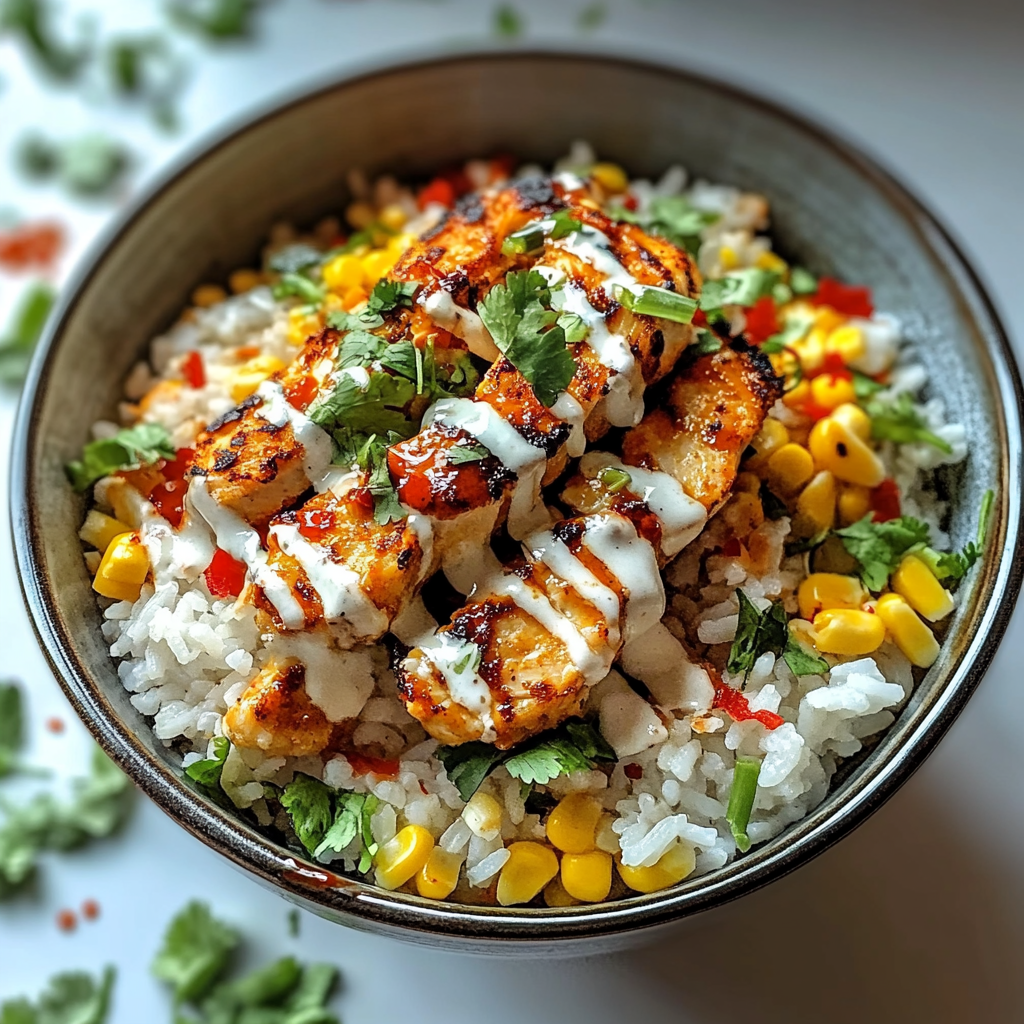 Recipe preparation for Street Corn Chicken Rice Bowl