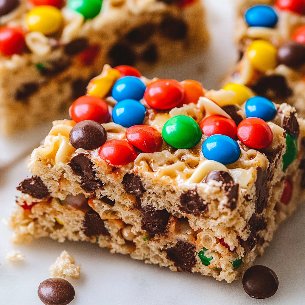 Recipe preparation for Loaded M&M Rice Krispie Treats