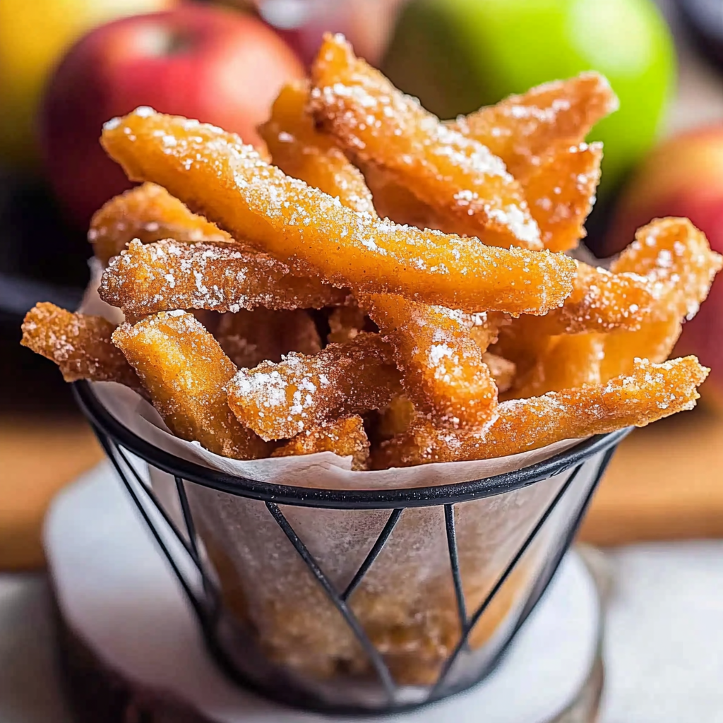 Recipe preparation for Crispy Air Fryer Apple Fries