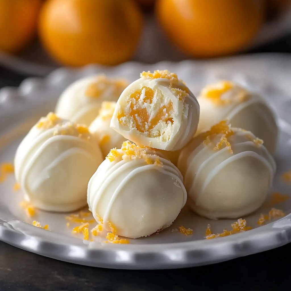 Recipe preparation for White Chocolate Orange Creamsicle Truffles