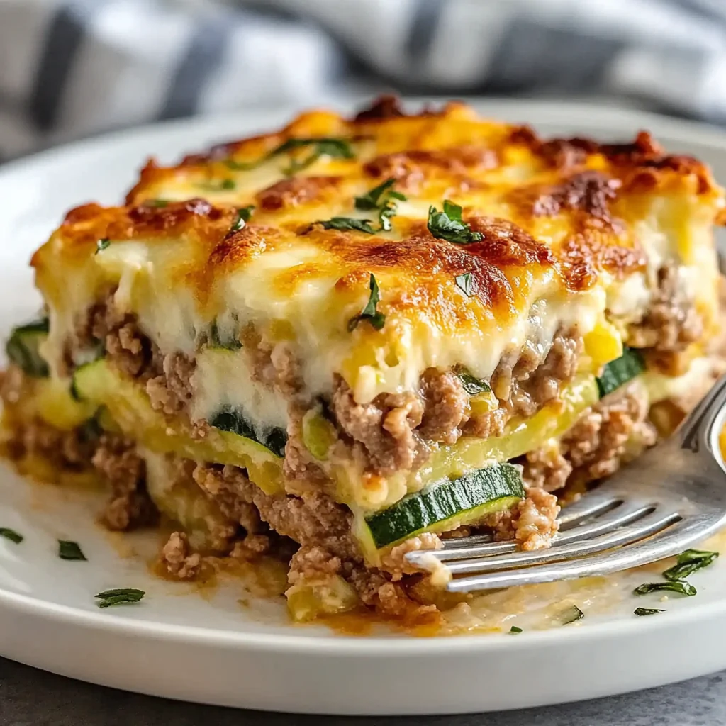 Recipe preparation for Ground Turkey Zucchini Casserole
