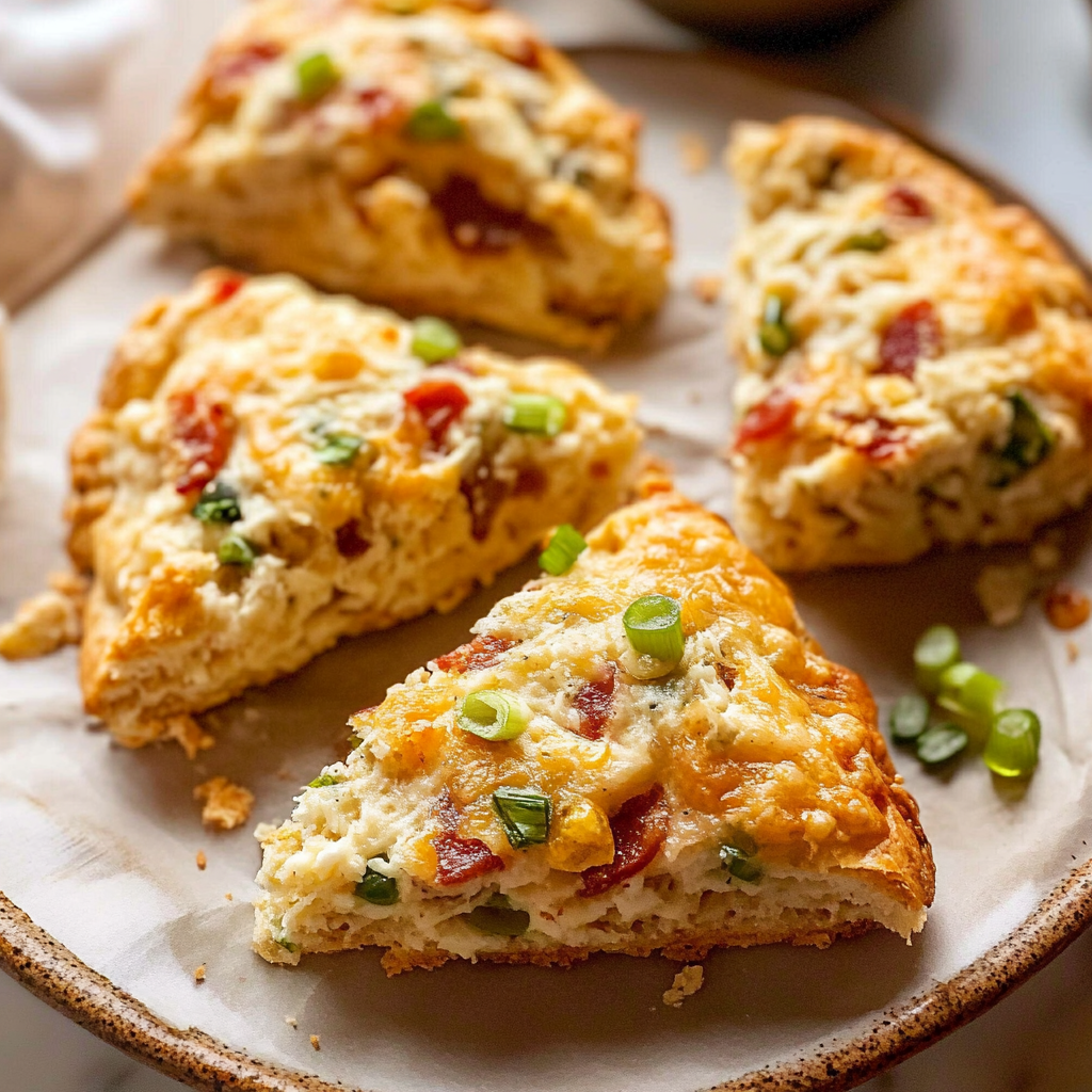 Recipe preparation for Savory Bacon, Cheddar, & Scallion Scones