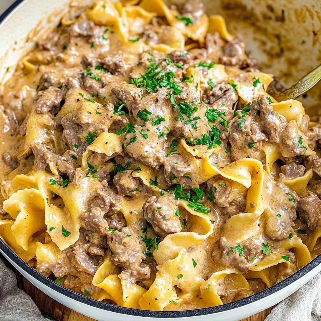 Recipe preparation for Beef Stroganoff