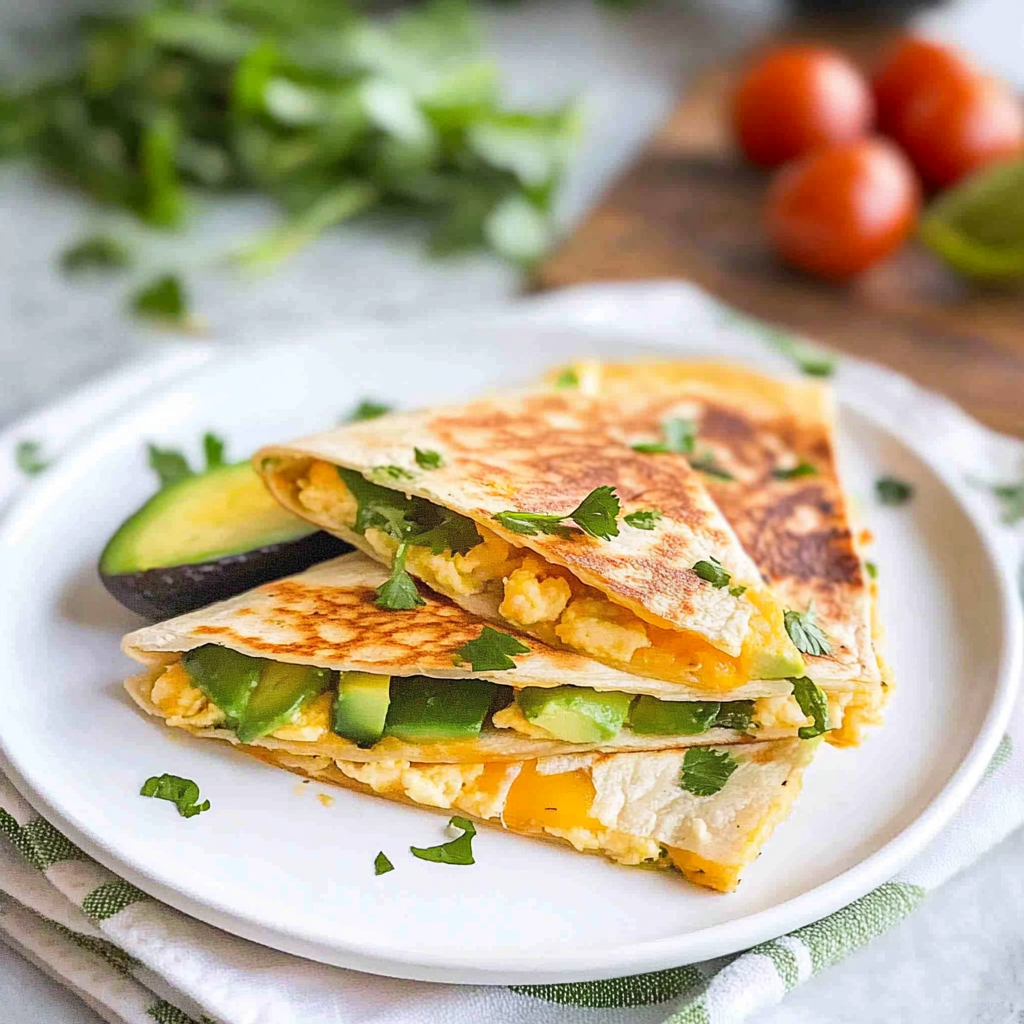 Recipe preparation for Egg & Avocado Breakfast Quesadilla