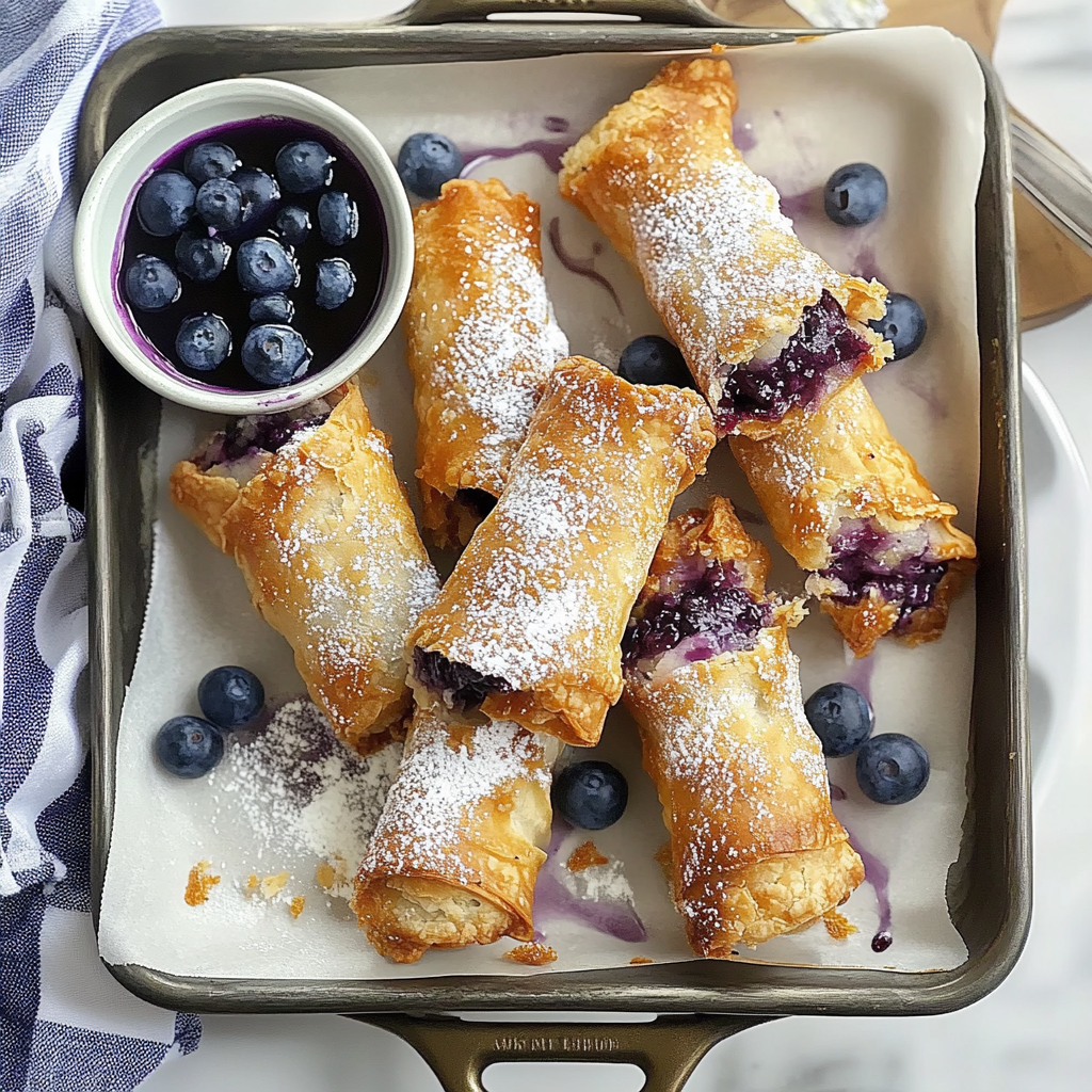 Recipe preparation for Blueberry Cream Cheese Egg Rolls