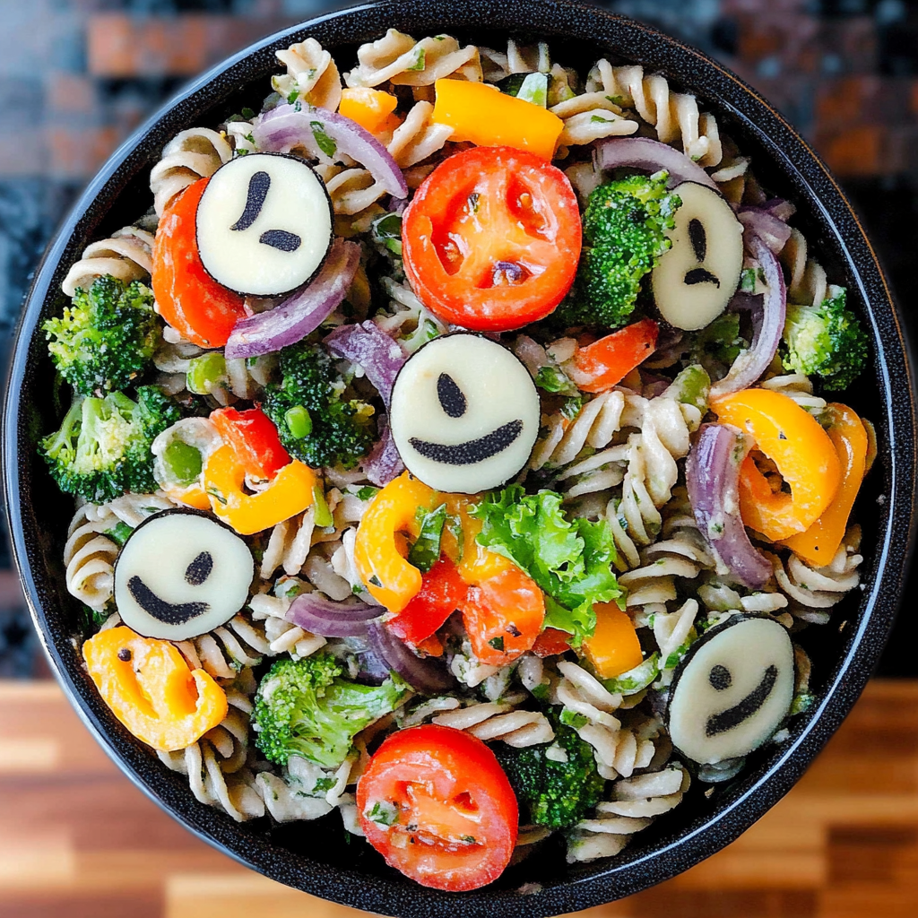 Recipe preparation for Healthy Halloween Pasta Salad