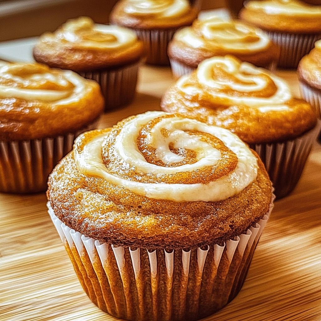Recipe preparation for Pumpkin Swirl Muffins