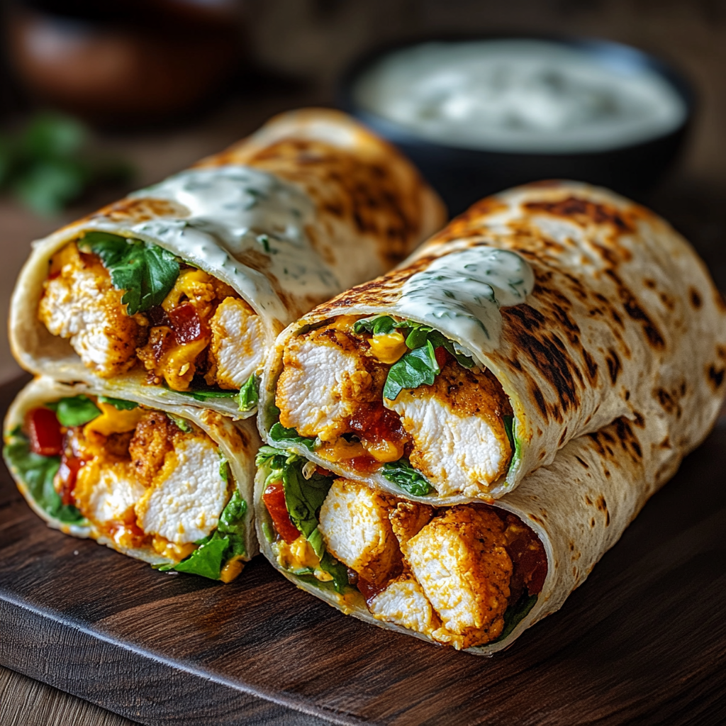 Recipe preparation for Crispy Air Fryer Chicken & Mozzarella Wraps