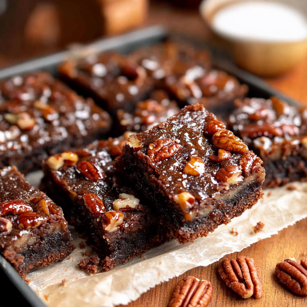 Recipe preparation for Pecan Pie Brownies