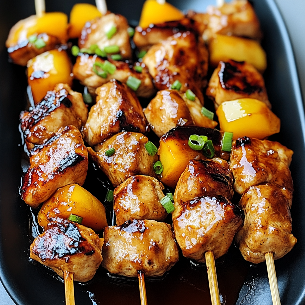 Recipe preparation for Hawaiian Chicken Skewers