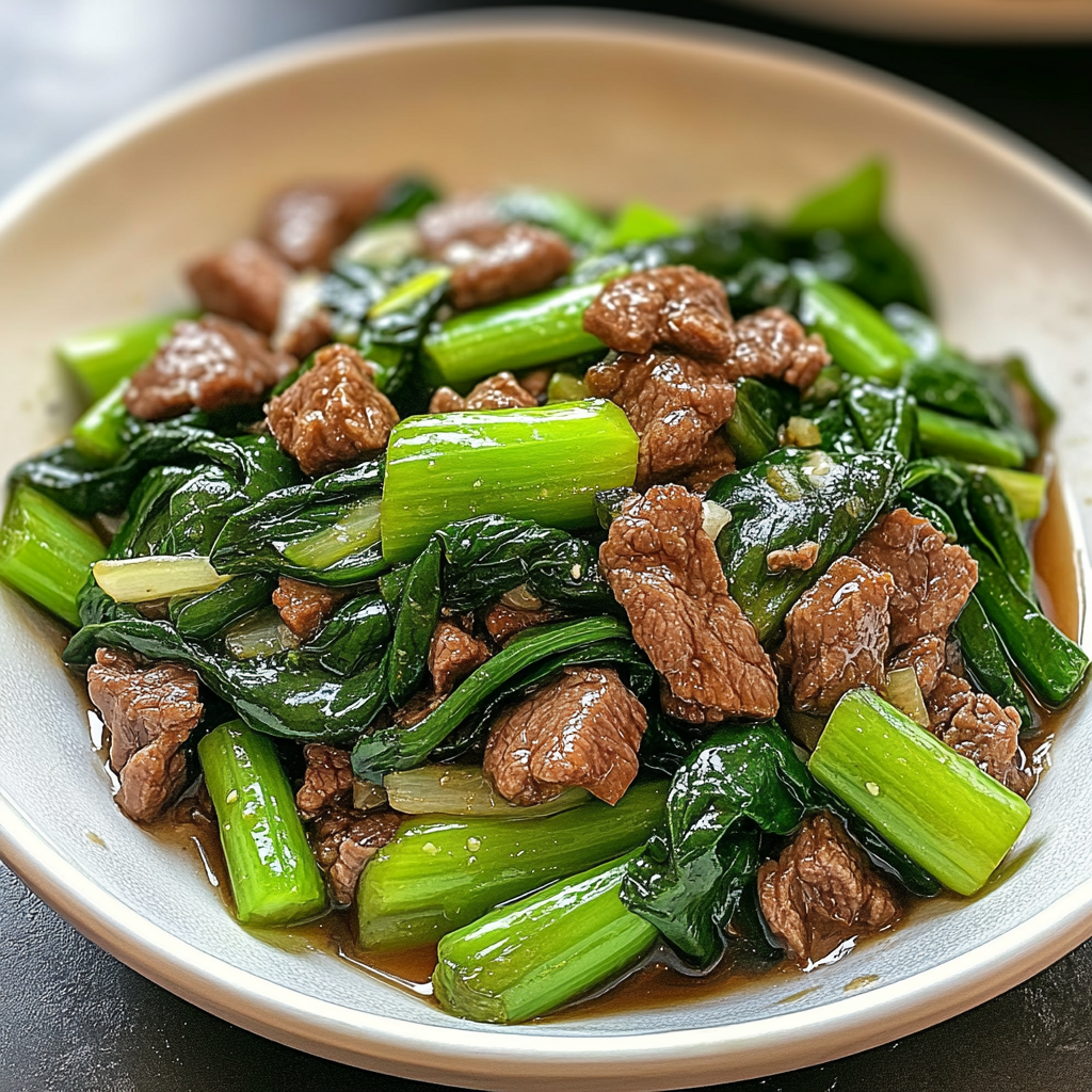 Recipe preparation for Bok Choy Stir-Fried Beef
