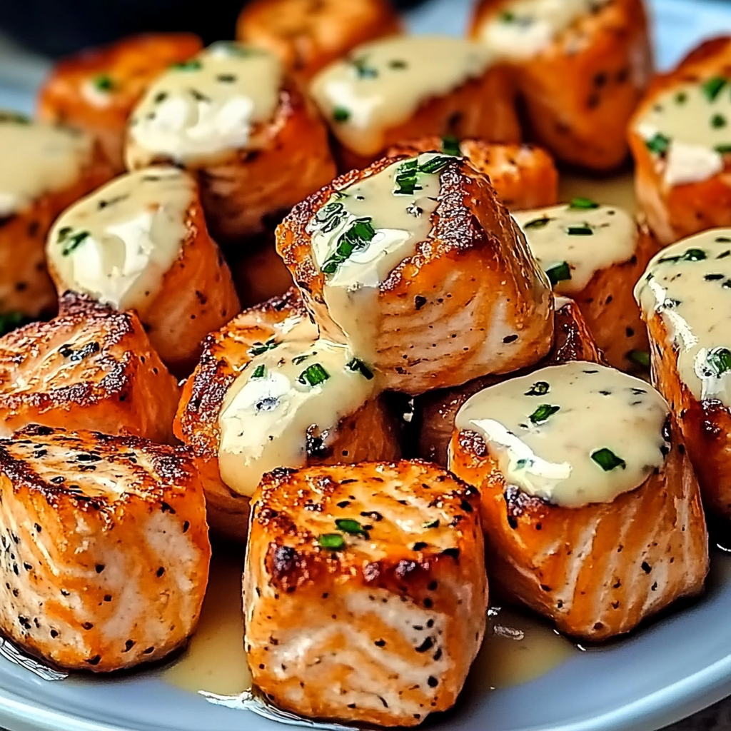 Recipe preparation for Bang Bang Salmon Bites