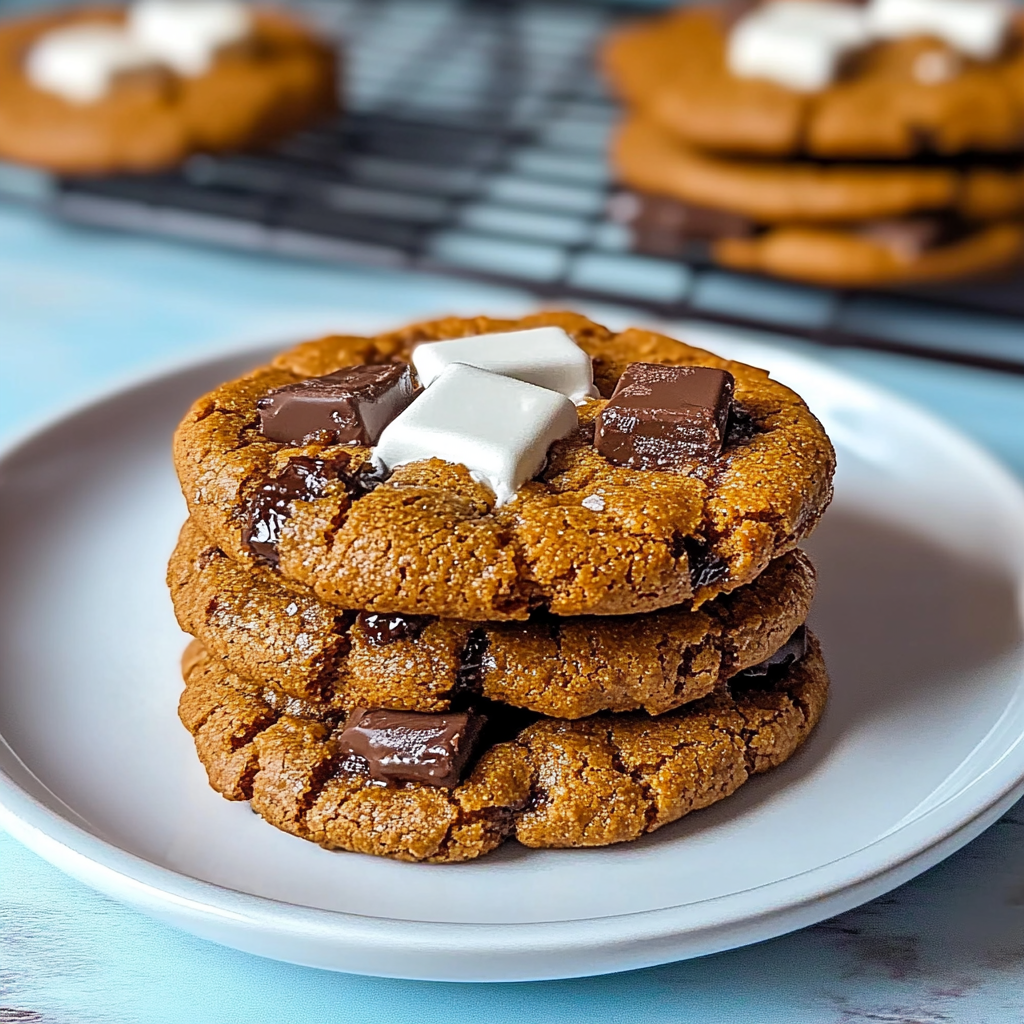 Recipe preparation for Pumpkin S’mores Cookies