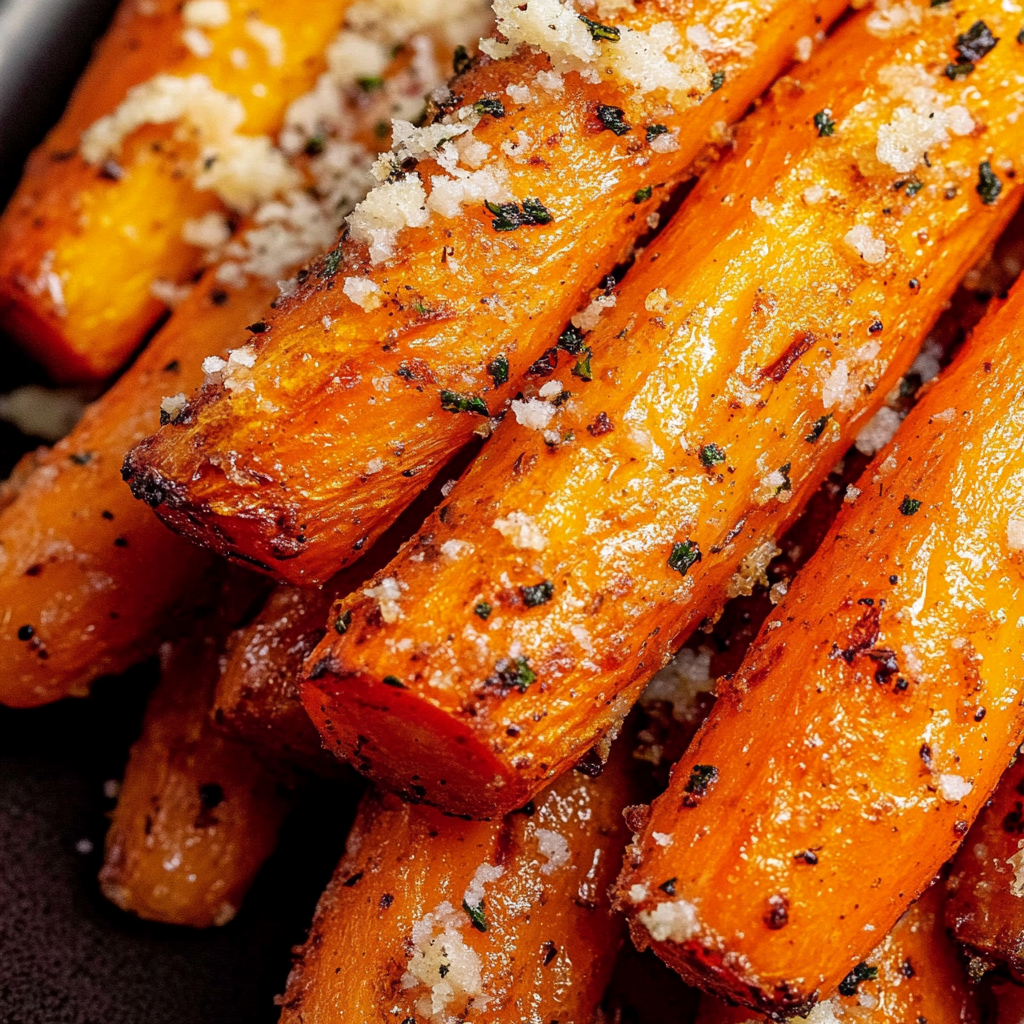 Recipe preparation for Garlic Parmesan Roasted Carrots