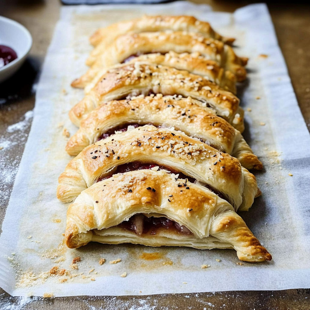Recipe preparation for Turkey Cranberry Stuffed Crescent Braid