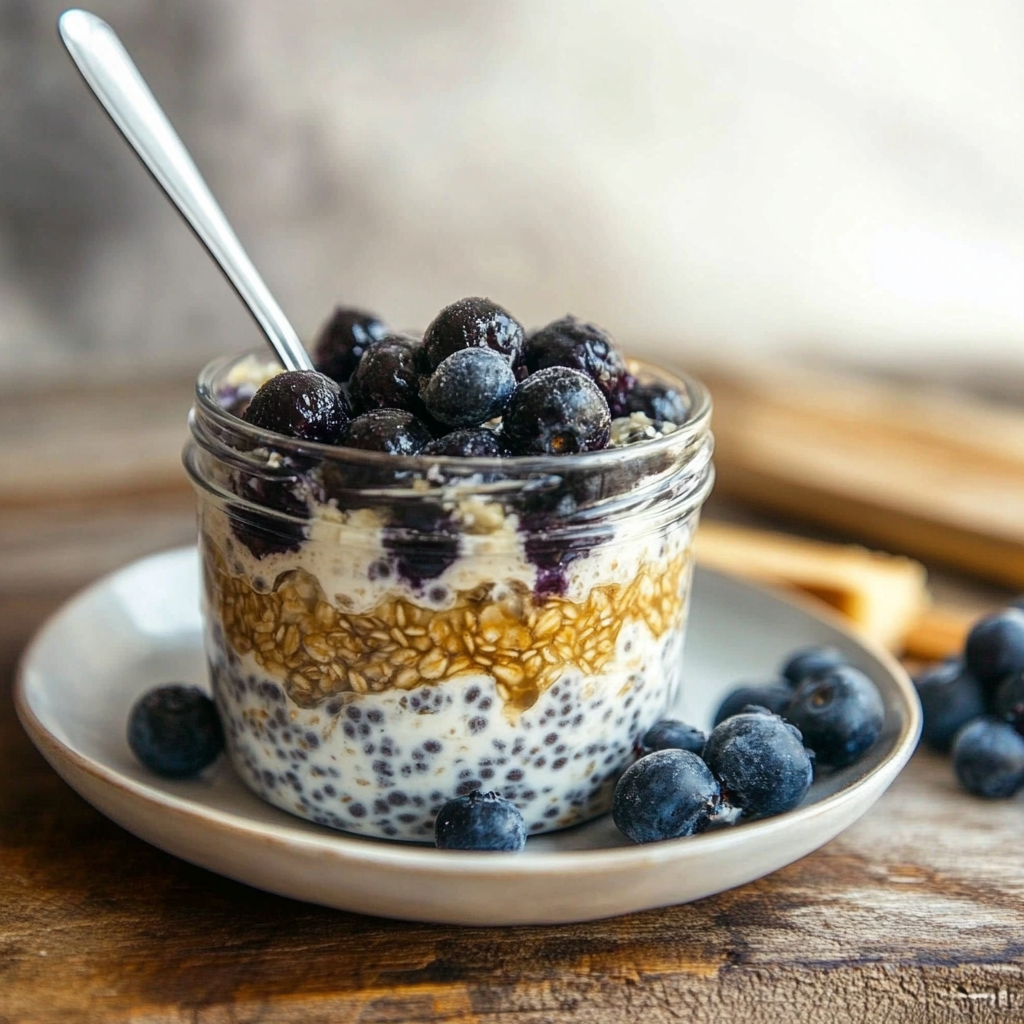 Recipe preparation for Blueberry Chia Seed Overnight Weetabix