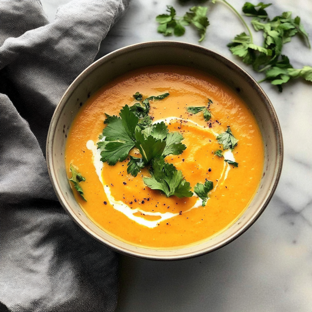 Recipe preparation for Coconut-Ginger Carrot Soup