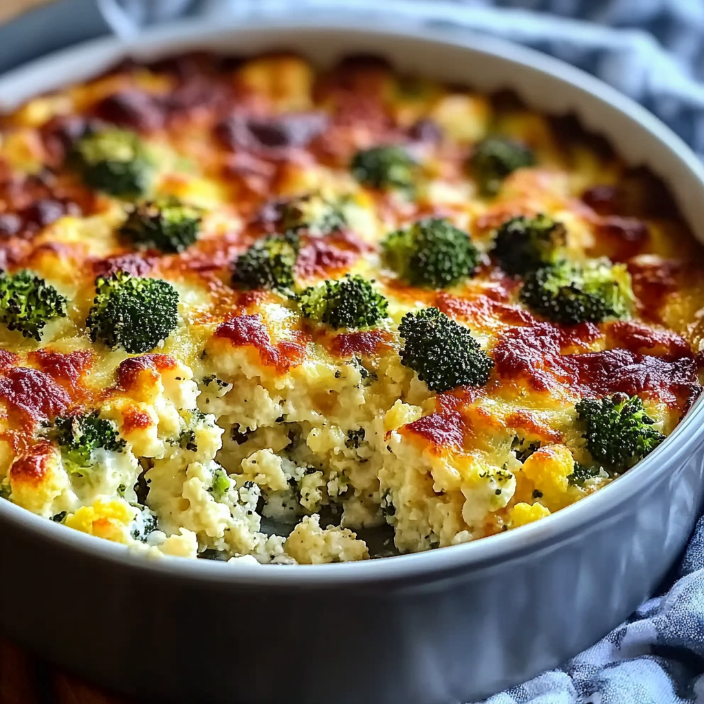 Recipe preparation for Loaded Cauliflower and Broccoli Casserole
