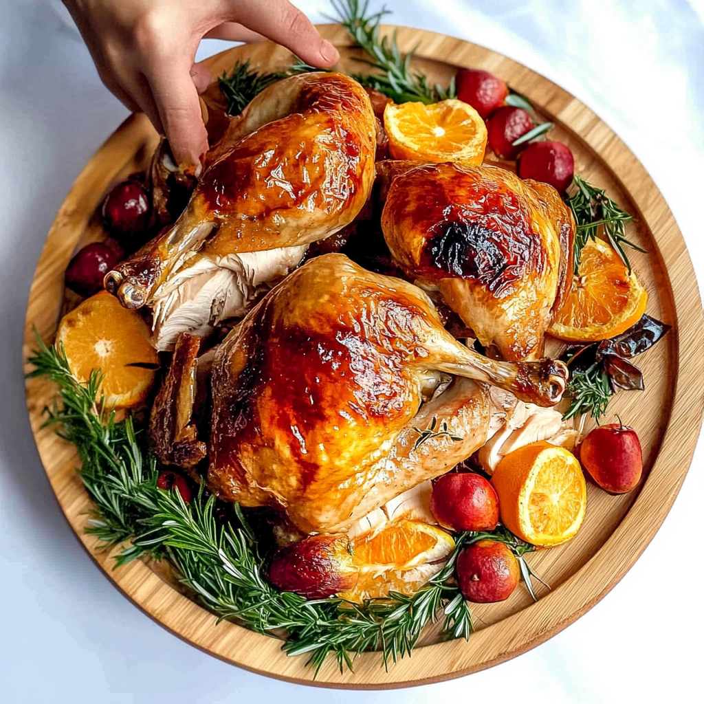 Recipe preparation for Cranberry Orange Glazed Roast Chicken