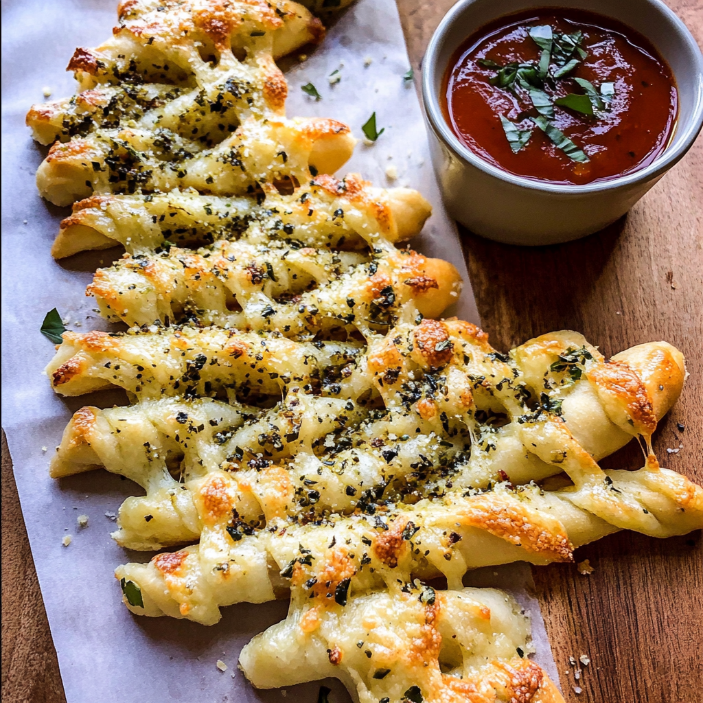 Recipe preparation for Christmas Tree Pull-Apart Garlic Bread
