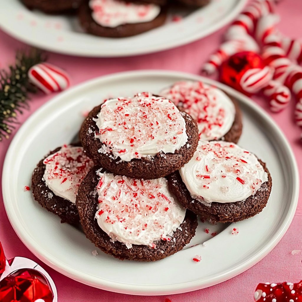 Recipe preparation for Frosted Peppermint Brownie Cookies