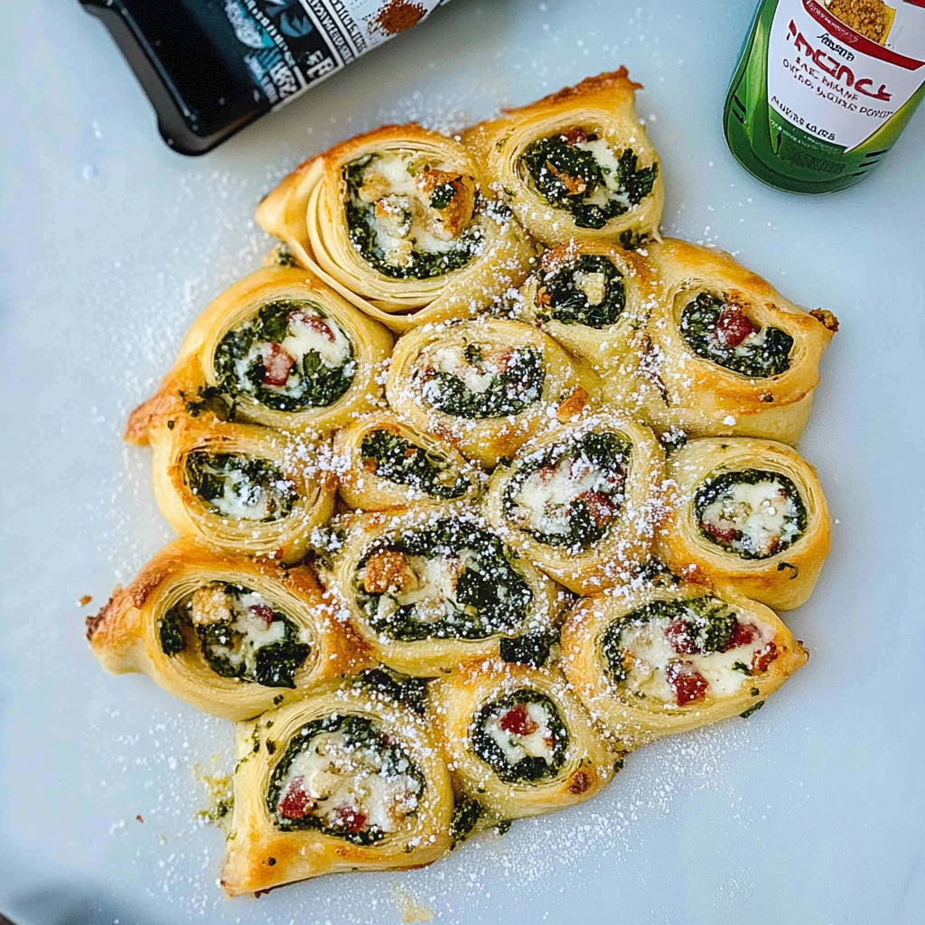Recipe preparation for Christmas Spinach Ricotta Pinwheel Pasta Bake