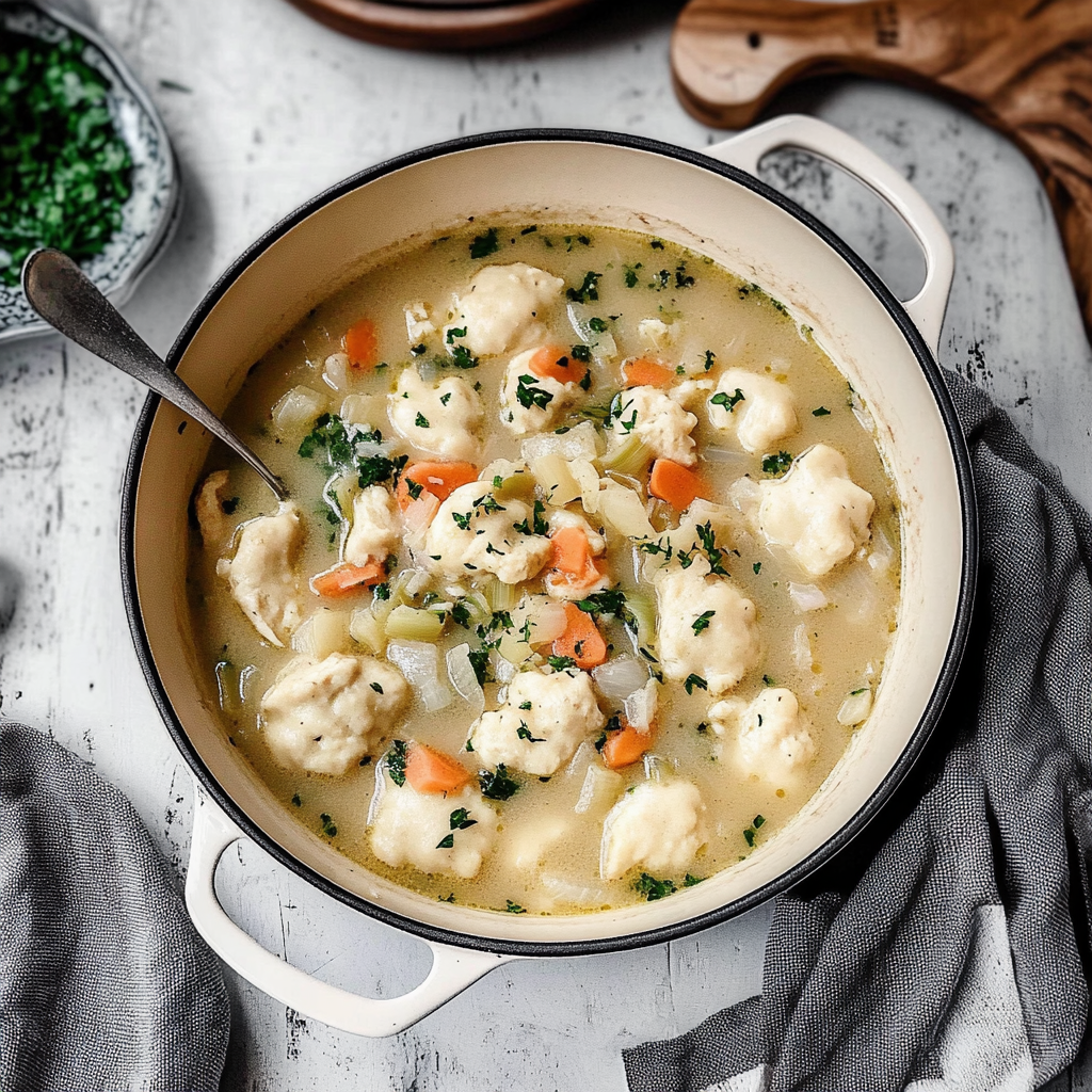 Recipe preparation for Chicken & Dumpling Soup