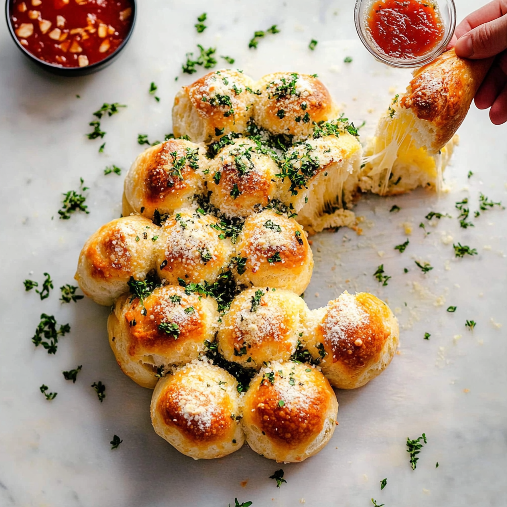 Recipe preparation for Festive Cheddar Herb Pull-Apart Bread