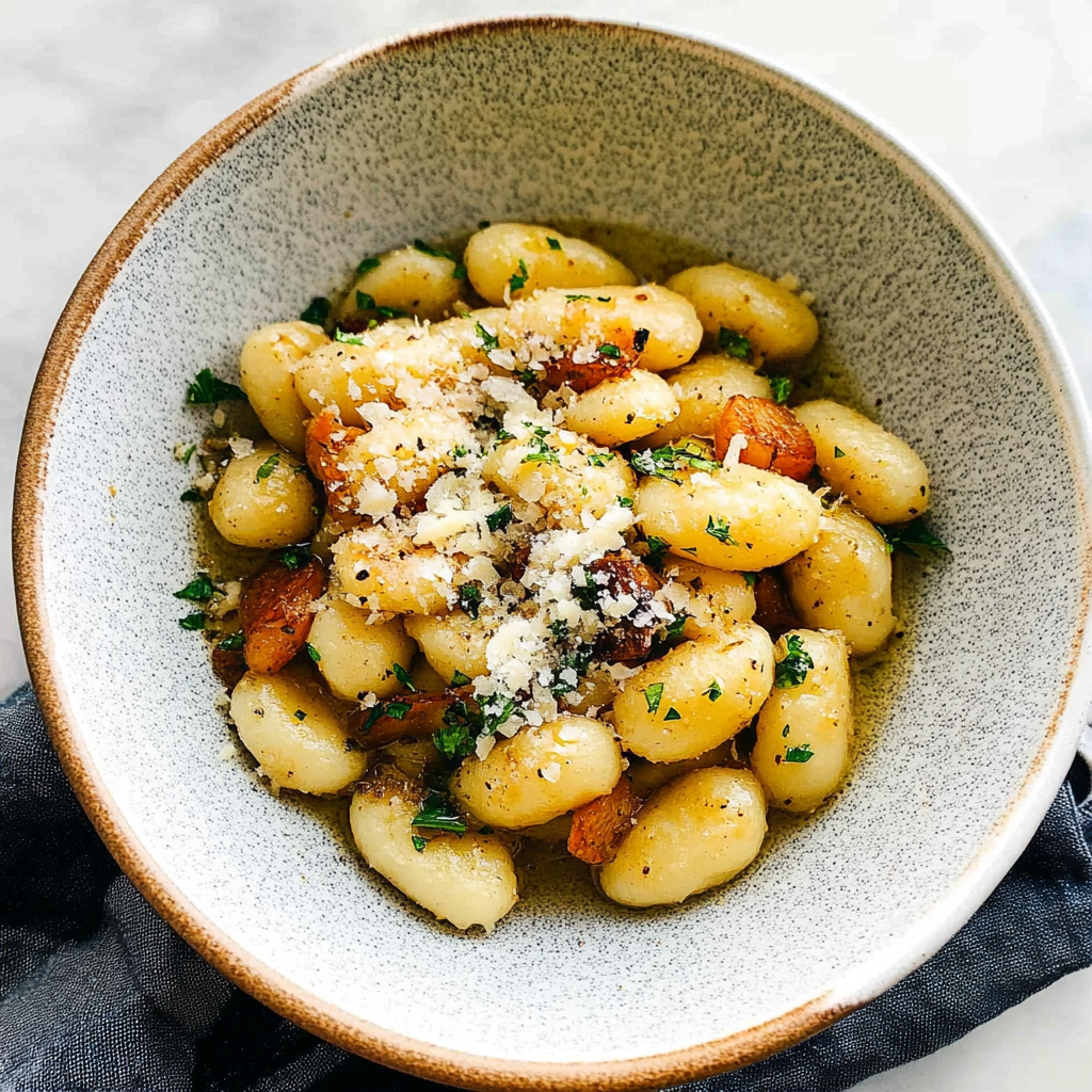 Recipe preparation for Creamy Parsley & Garlic Potato Gnocchi