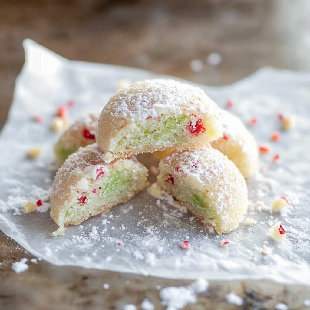 Recipe preparation for Cherry Pistachio Snowball Cookies