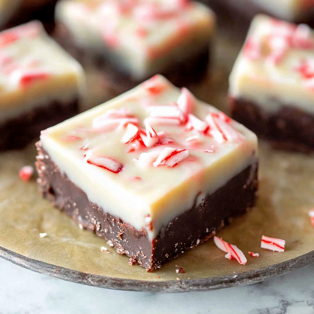 Recipe preparation for Chocolate Peppermint Bark Fudge
