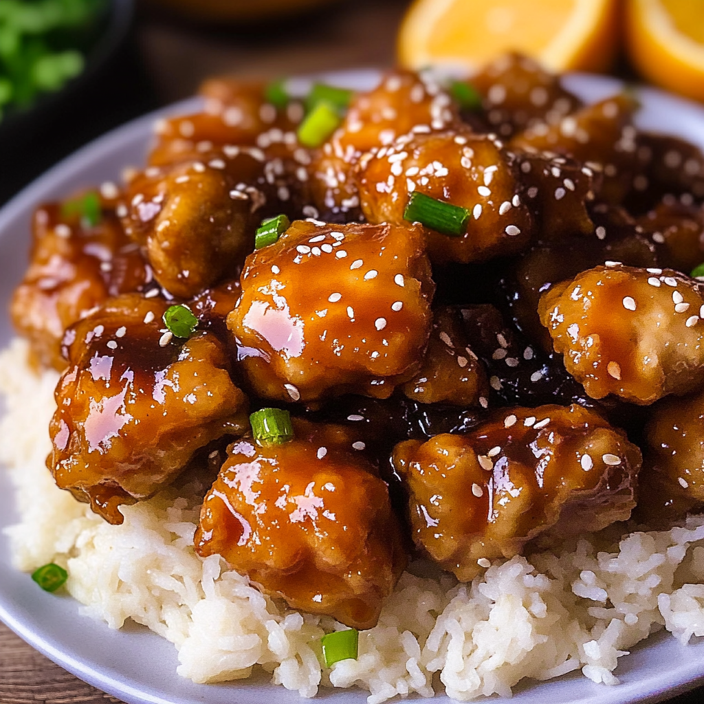 Recipe preparation for Baked Orange Chicken with Panda Express Copycat Sauce